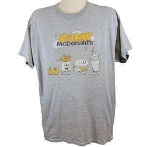 Camp McDonald's Employee Shirt Mens XL Gray Graphic Print Happy Meal Food Gildan